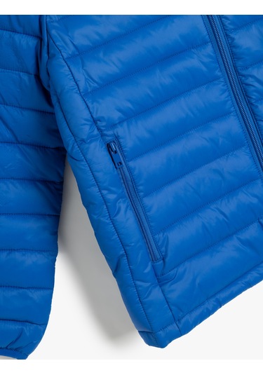 Koton Mevsimlik Mont Kapşonlu Cepli Saks 5wkb20019tw Saks Mavi