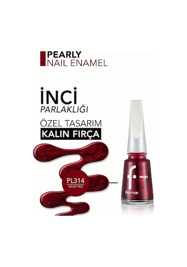 Flormar Pearly Yarı Şeffaf Sedefli Parlak Oje PL314 Velvet Red