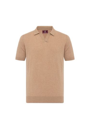 Gerhard Erkek Regular Fit Triko Polo Yaka T-shirt Vizon