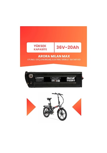 Arora Mılan Max Uyumlu 36v 20ah Elektrikli Bisiklet Bataryası Siyah