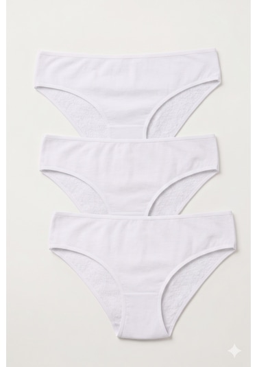 İki Yıldız İyteks Bayan Bambu Bikini Bel Külot 3'lü 2004 Beyaz