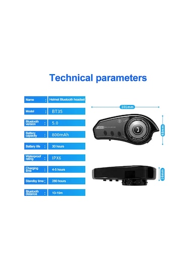 Bt35 Kask Kulaklık Bluetooth 5.0 Motosiklet Interkom Su Geçi Tdrtr