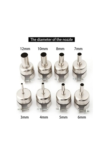 Pazly 8 Parçalı Paslanmaz Çelik Lehimleme Hava Nozulu Seti - 850/852d Uyumlu