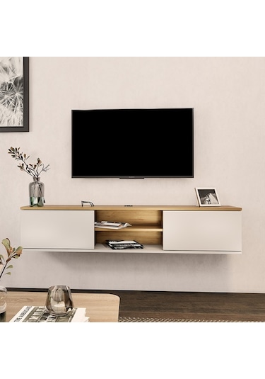 Tv Sehpası Leydi Safir Beyaz 160 Cm Safir Meşe Beyaz