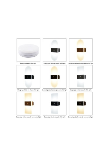 Willowhaven Siyah Dikdörtgen Şarjlı Manyetik Led Duvar Lambası - Akıllı İnsan Algılama, Beyaz Işık, Soketsiz Ev/koridor Kullanımı Diğer