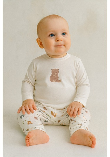 Baskılı Erkek Bebek 2'li Takım 6-36 Ay Kahverengi