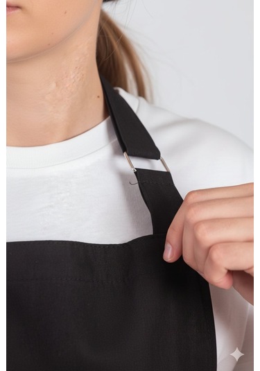 Kadın Boyundan Asmalı Barista Şef Mutfak Önlüğü 60x85 Cm Siyah