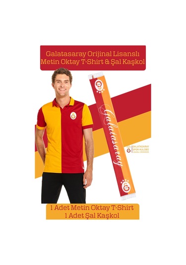 Galatasaray Lisanslı Match Day T-shirt + Şal Kaşkol Koyu Sarı