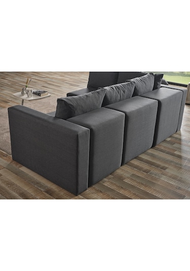 Kagu Corner Poly-l Köşe Takimi-kanepe-yatak-dinlenme Koyu Gri