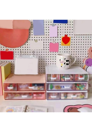 Ganzhoushop Yığılabilir Çekmece Şeffaf Masa Düzenleyici Büyük Kapasiteli Su Geçirmez Saklama Kozmetik Makyaj Aletleri Kalemler İşaretleyiciler Scrwhite