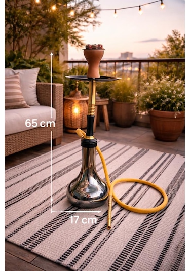 Nargile Takımı Büyük Boy 65 Cm Lüks Cam Şişeli Profesyonel Set