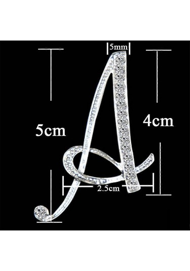 1 Adet Harf Broş Pins Baş Harfli Yapay Elmas Broş Kadınlar İçin El Sanatları A Çok Renkli