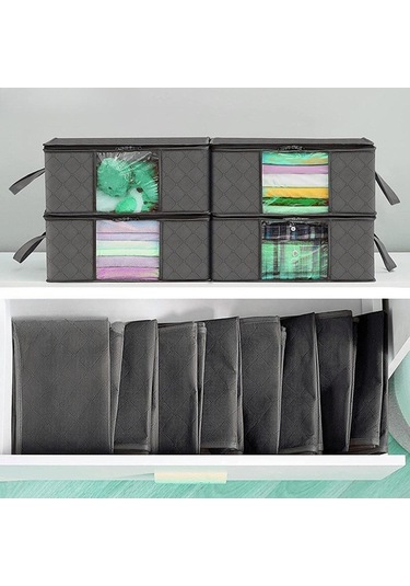 Trendooze 6 Parça Giysi Saklama Çantası Gri Montlar Katlanabilir Yatak Gri