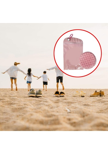 Suntek Kum Temizleme Torbası Fırçası Cilt Dostu Plaj Pembe Pembe