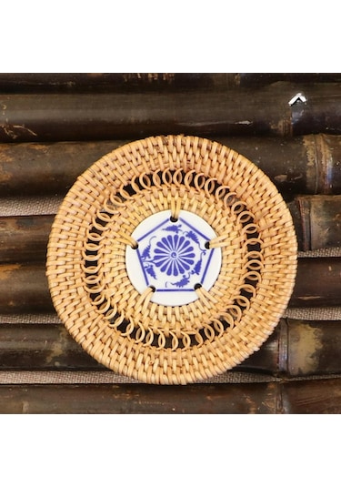 Suntek Tatil Yemeği Yemek Ev Için Yuvarlak Dokuma Servis 10cm Kahverengi