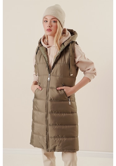 Bigdart 5140 Kapşonlu Uzun Şişme Yelek - Çağla 001