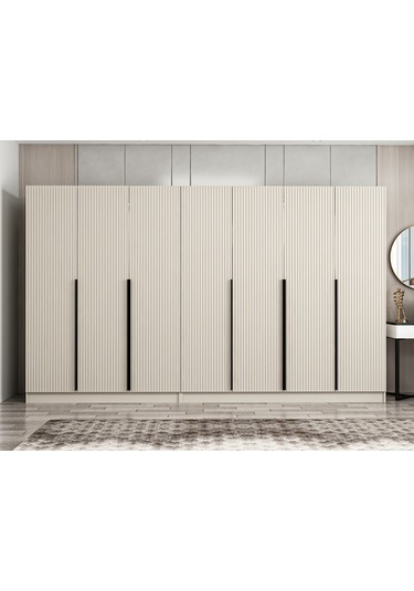 Kale Plus 7 Mebran Kapaklı 4 Çekmeceli Dolap Kumtaşı Mebran 210cm Bej