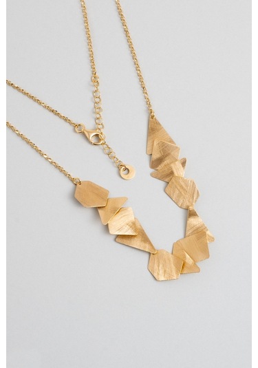 Petra'nın Gizemi 18 Ayar Sarı Altın Kaplama 45 Cm Gümüş Tasarım Kolye