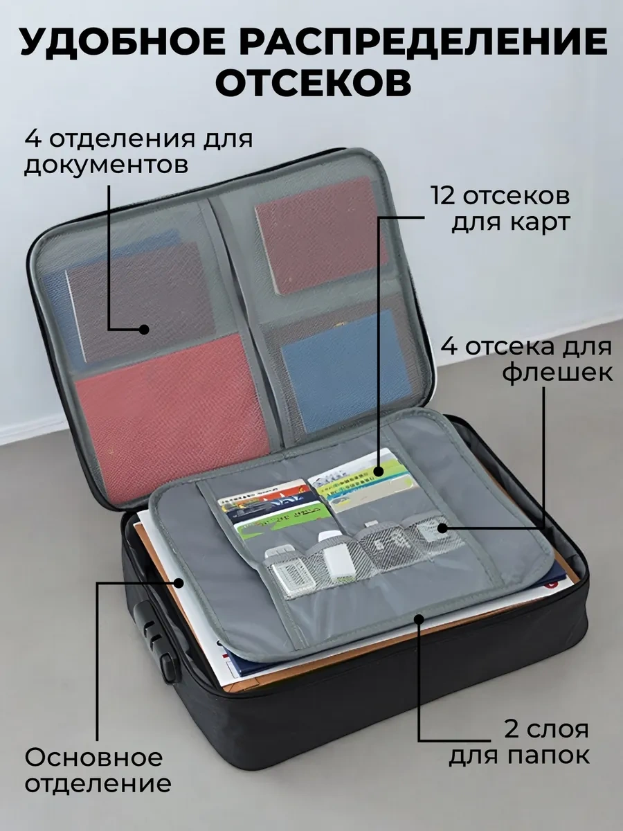 Unagi A4 Belge Saklama Organizatörü Şifreli Kilit İle 241891881 Siyah