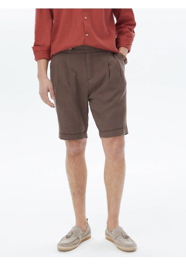 Kip Kahverengi Dokuma Casual Bermuda Çok Renkli