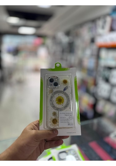 Apple Uyumlu iPhone 14 Çiçekli Magsafe Case 13 Uyumlu -