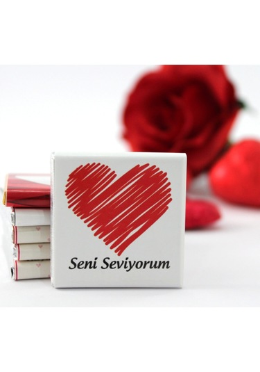 Dark Brown Seni Seviyorum Yazılı Madlen Bitter ve Sütlü Çikolata 72 Adet