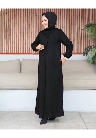 Şönil Kumaş Kışlık Comfort Ferace / Siyah - F0501 Siyah