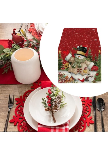 Suntek Dikdörtgen Masa Örtüsü Festival Mevsimlik Kış Kardan Adam