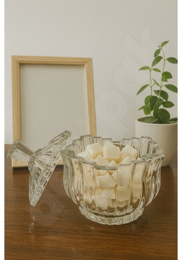 Milan Şekerlik - Dev Boy - Kristal Milan Şekerlik - Kalın Cam Kapaklı - Ağır Cam - Kaliteli Şeffaf Cam