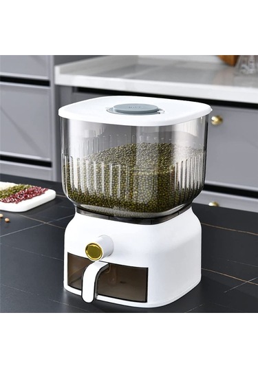 Xurunkeji 10 Kg Mutfak Nano Kova Böcek Geçirmez Nem Geçirmez Mühürlü Pirinç Kovası Tahıl Evcil Hayvan Maması Saklama Kabı Pirinç Kutusu Beyaz