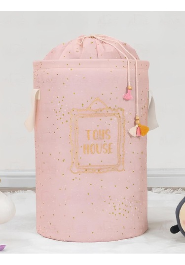 2 Adet Baby Yuvarlak Torbalı Sepet/oyuncak Sepeti/kirli Çamaşır Sepeti 46x31 Cm Gri-beyaz