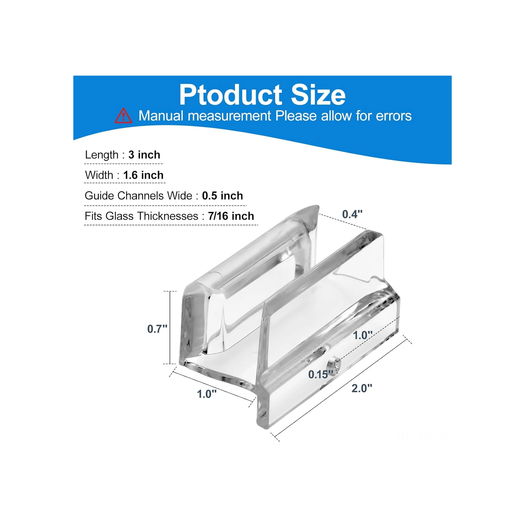 Dofolink 3/8 İnç Cam Kayar Duş Kapısı İçin Akrilik Şeffaf Alt Ray Rehberi - 2 Parça Vidalı Tamir Parçası Diğer