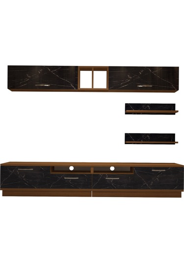 Decoraktiv Trendstyle 5220 Mdf Tv Ünitesi Tv Sehpası Ceviz - Siyah Mermer