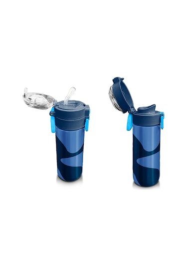 Coral High 500 Ml Lacivert Mavi Desenli - Erkek Çocuk Paslanmaz Çelik Okul Termosu/suluk/matara Çok Renkli