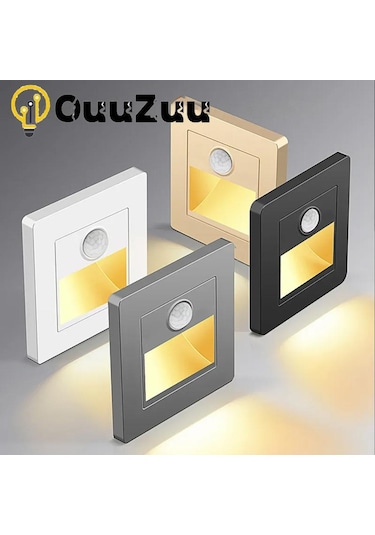 Sıcak Beyaz Kızılötesi Hareket Sensörü Merdiven Işıkları Kapalı Açık Merdiven Basamağı Duvar Lambası 3 W Gömme Led Aplik 55024390 Sıcak Beyaz