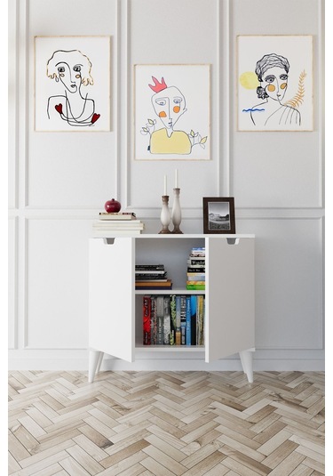 Elegant 2 Kapaklı Dekoratif Konsol Beyaz