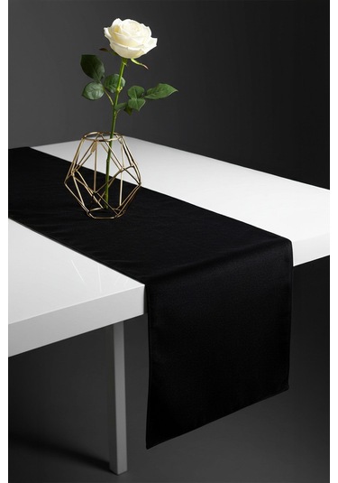Siyah Şık Masa Runnerı 50x150 Cm Modern Ve Zarif Masa Örtüsü Siyah