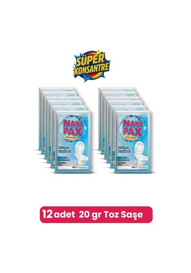 Tuvalet & Klozet Toz Temizlik Saşesi 12 Adet X 20gr