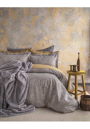 Çift Kişilik Paolina Gri Yatak Örtülü Nevresim Set Gri