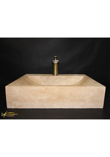 Traverten Dikdörtgen Batarya Çıkışlı Lavabo