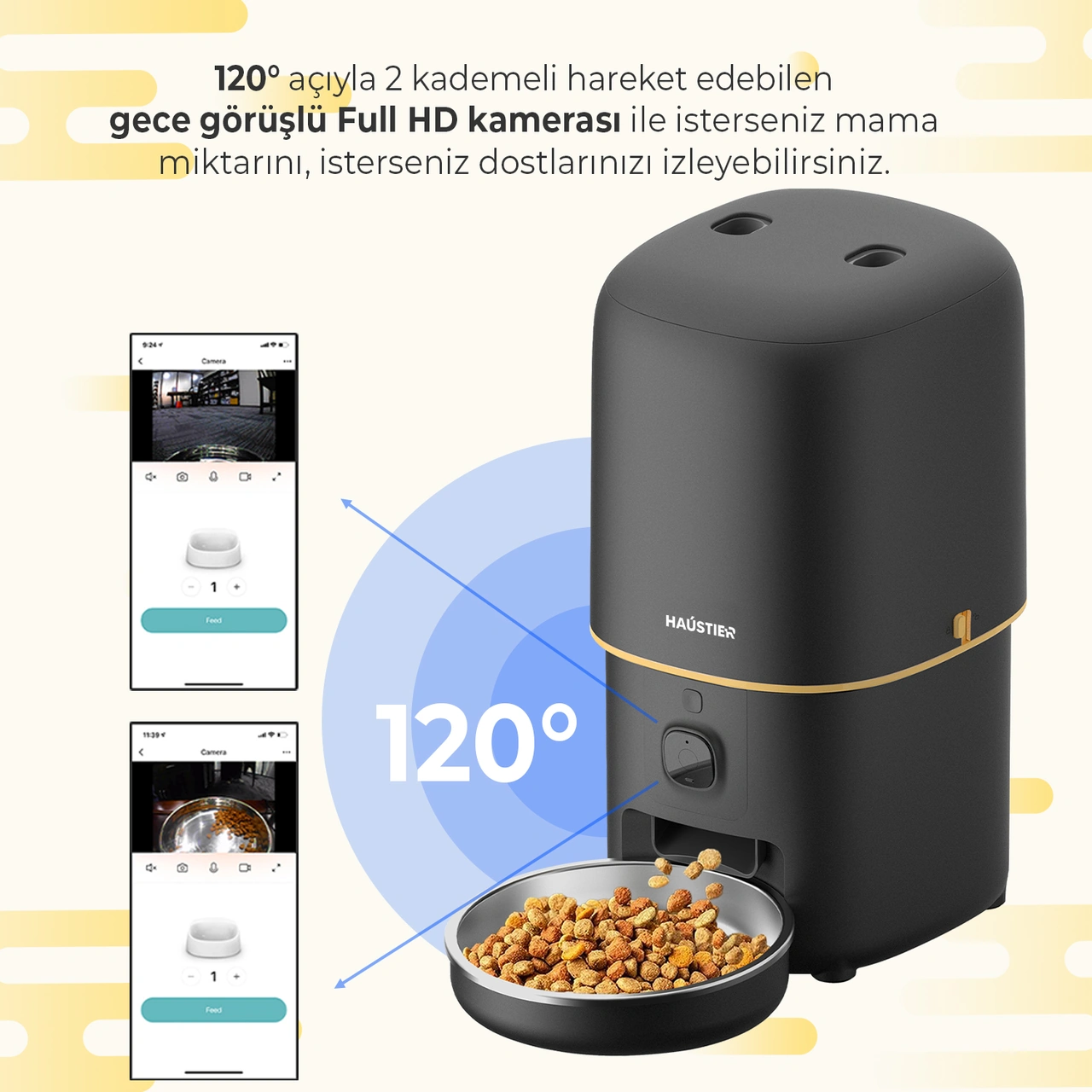 Haustier Pf05 Siyah Kameralı 1080p Fhd Akıllı Mama Kabı