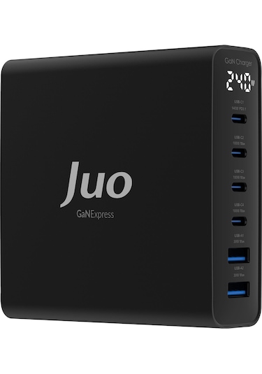 Juo 240W Gan PD 3.1 Masaüstü Hızlı Şarj Cihazı 4 Type-C + 2 Usb-A iPhone & Macbook & Laptop Uyumlu Şarj Aleti
