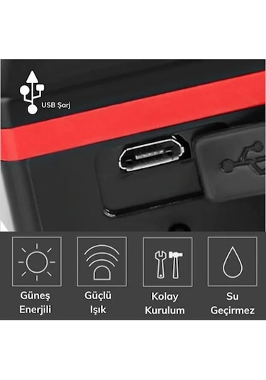 Periboia Güneş Enerjili Bisiklet Işıklı Korna Çok Renkli
