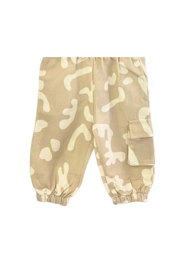 Erkek Bebek Desenli Kargo Cepli Pantolon-13811 Bej