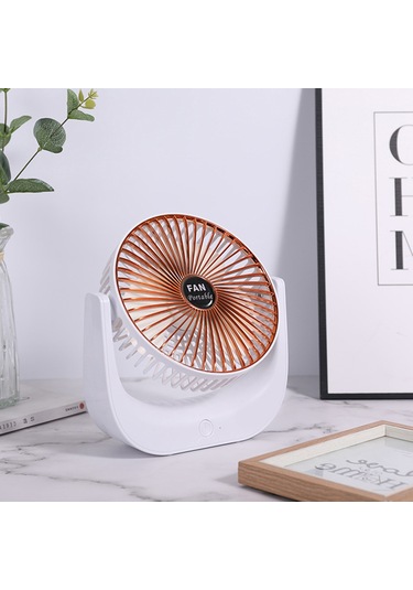Kosona Masaüstü Mini Fan Beyaz Altın Ağızlı - Sessiz Çalışma, 3 Hızlı, Açısını Ayarlayabilir, Yıkanabilir Kapağı, 1200mah Pil, Type-c Şarjlı