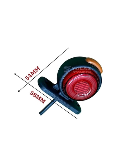 12v-24v Takoz Lambası Mini Sarı-kırmızı 58 54 Mm