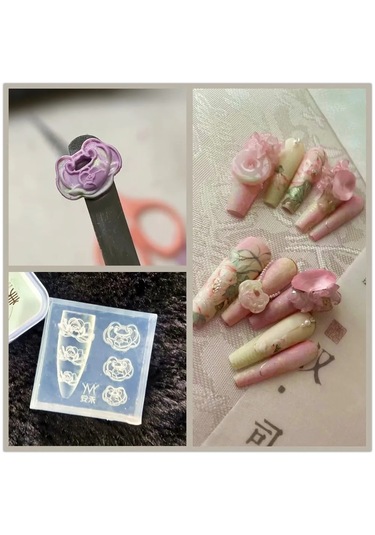 1 Adet Çiçek Şerit Gül Lale Kalıp Zambak 3d Akrilik Kalıp Papatya Gül Nail Art Süslemeleri Çivi Dıy Silikon Çivi Kalıp Green