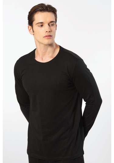 Cacharel Erkek Modal Pamuk Bisiklet Yaka T-shirt 2242/siyah Siyah