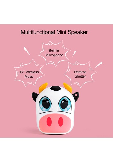 Kosona A1 Mini Bluetooth Hoparlör, Tws İlişkilendirme, Fotoğraf Tuşu Ve Mikrofon Desteği, 400mah Pil, Sığır Desenli Taşınabilir Ses Cihazı