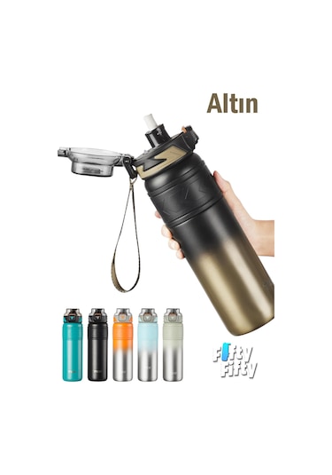 Tkk 900 Ml Çelik Termos Çift Kullanım Pipetli/rahat İçim -12/24 Sıcak-soğuk- Yalıtım -tkk2025new900ml Altın